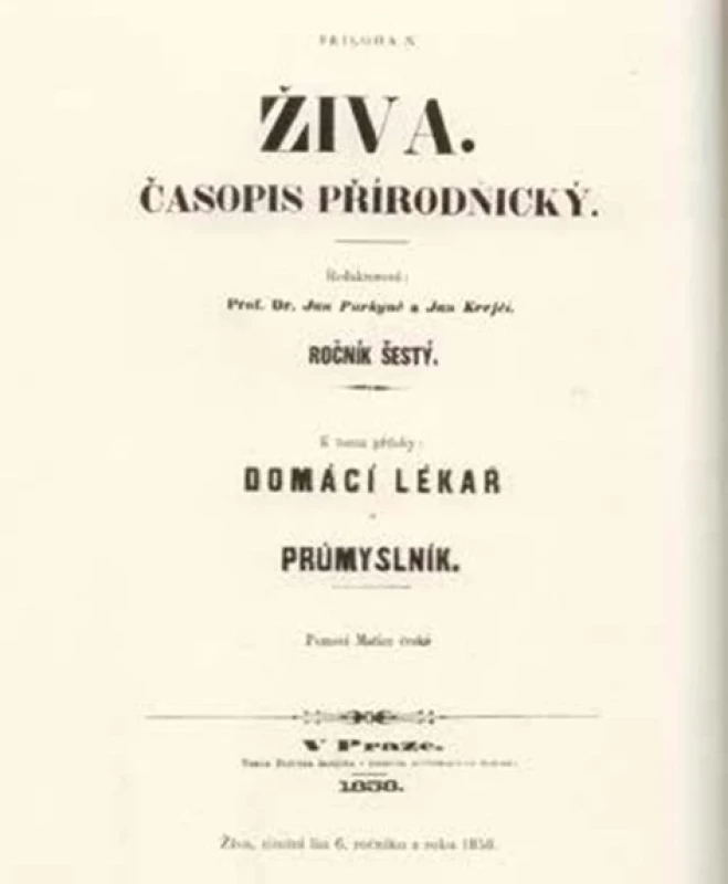 Titulní list Živy z roku 1856