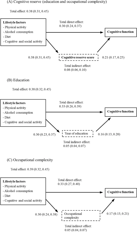 Associations between lifestyle factors, cognitive reserve, and cognitive function (adjusted for age, gender, and chronic conditions).
