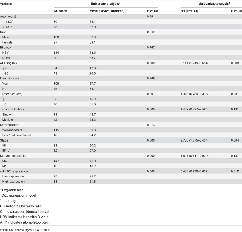 Univariate and multivariate analysis of different prognostic factors in 163 patients with hepatocellular carcinoma.