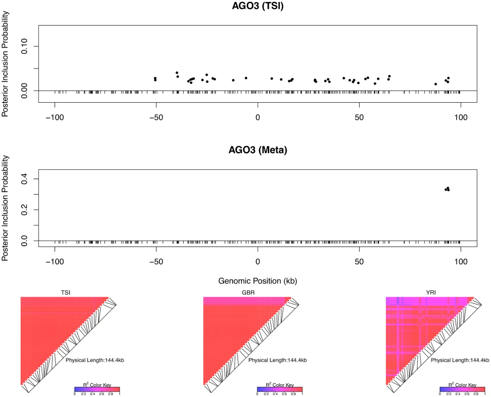 An example of automatic LD filtering across population groups.