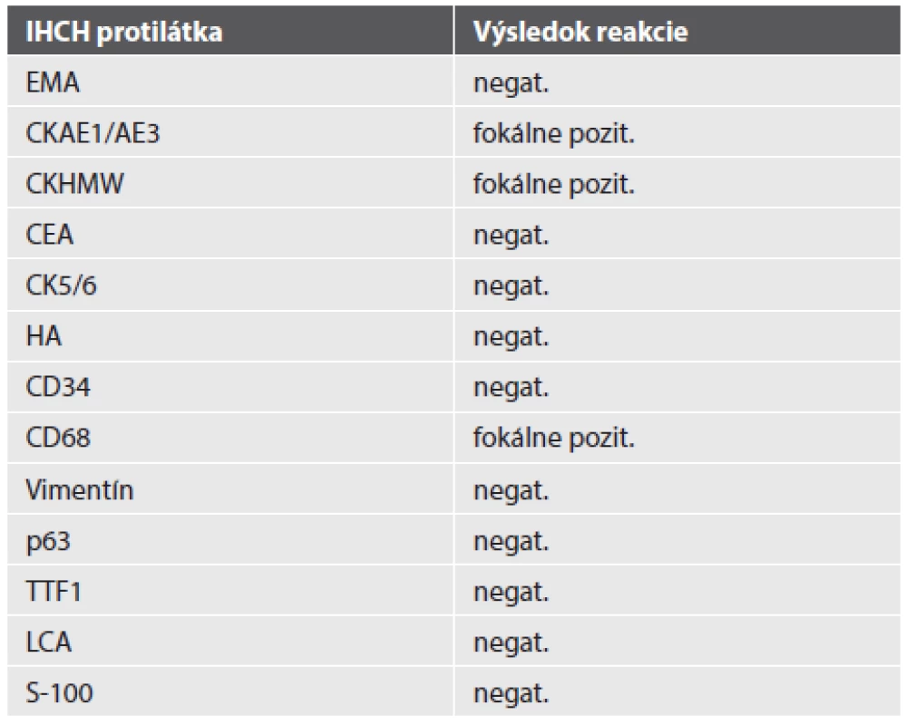 Reakcia pľúcnych „hassalloidných“ teliesok pri použití imunohistochemických metód.