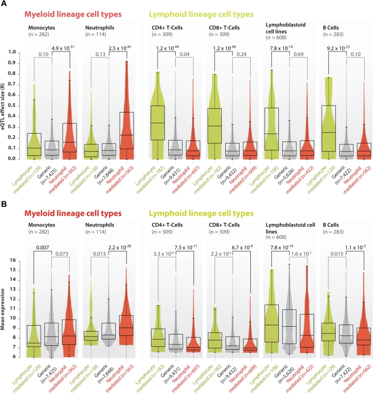 Validation of neutrophil and lymphoid specific <i>cis</i>-eQTLs in purified cell type eQTL datasets.