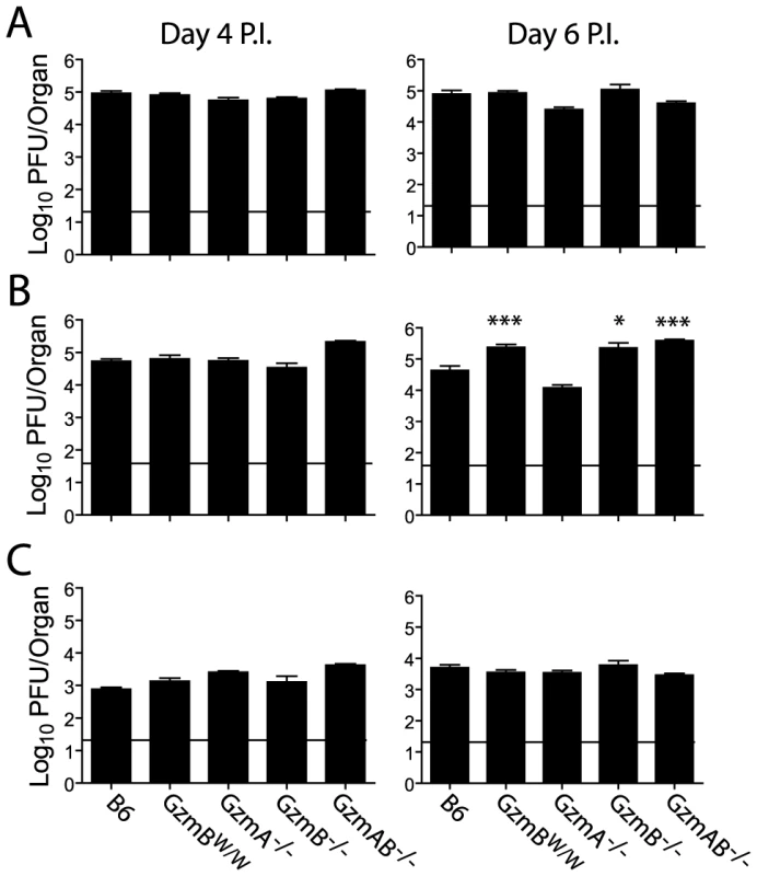 Increased viral load in mice lacking GzmB.