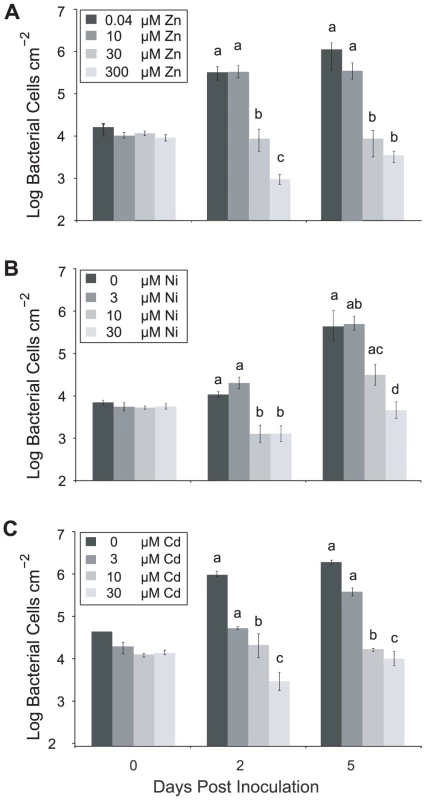High metal concentrations inhibit bacterial growth in <i>Thlaspi caerulescens</i>.