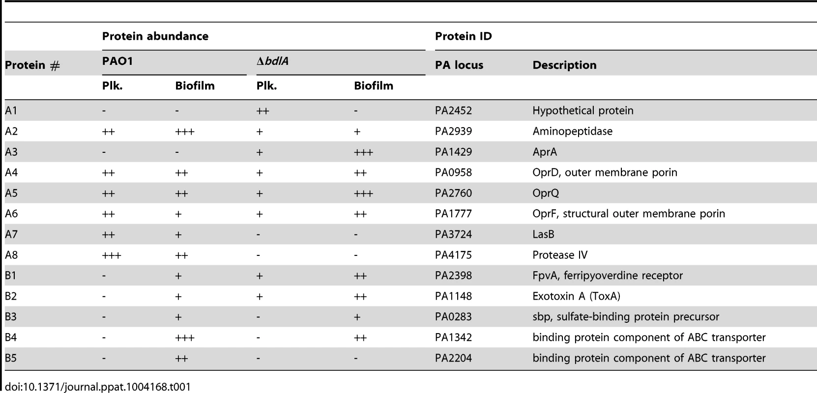 Identification of proteins present in supernatants.