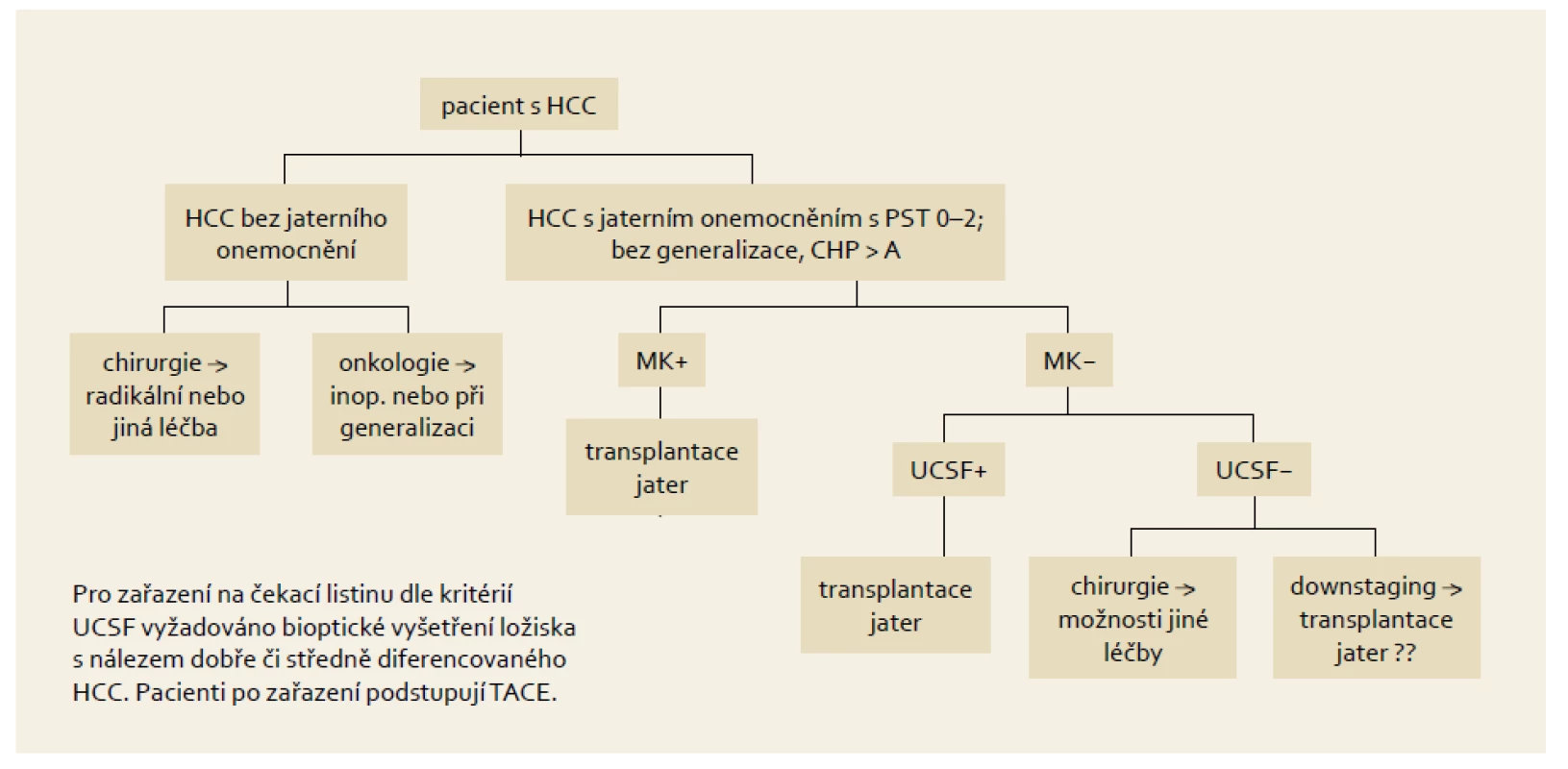 Indikační schéma pro zařazení nemocného na „waiting list“ s HCC v IKEM.
Fig. 2. Indication criteria for including a patient on the HCC „waiting list“ in IKEM.