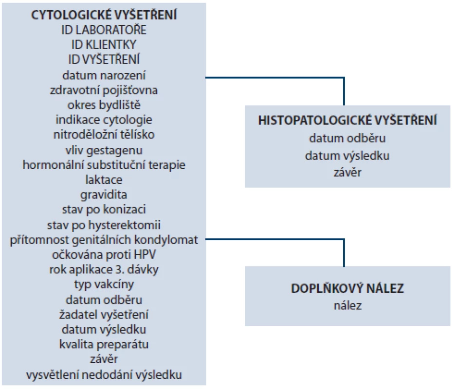 Datová struktura Registru screeningu karcinomu děložního hrdla.