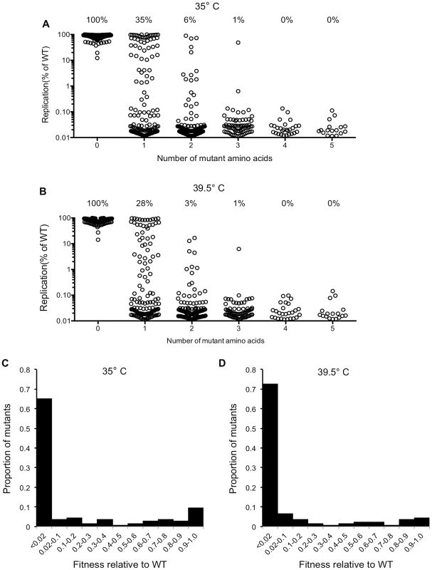 Fitness effects of mutations in the CA mutant library.