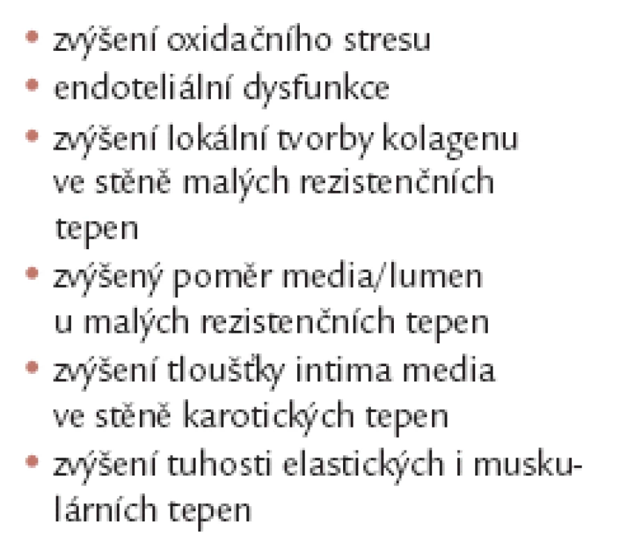 Klinická evidence cévního poškození u PH.