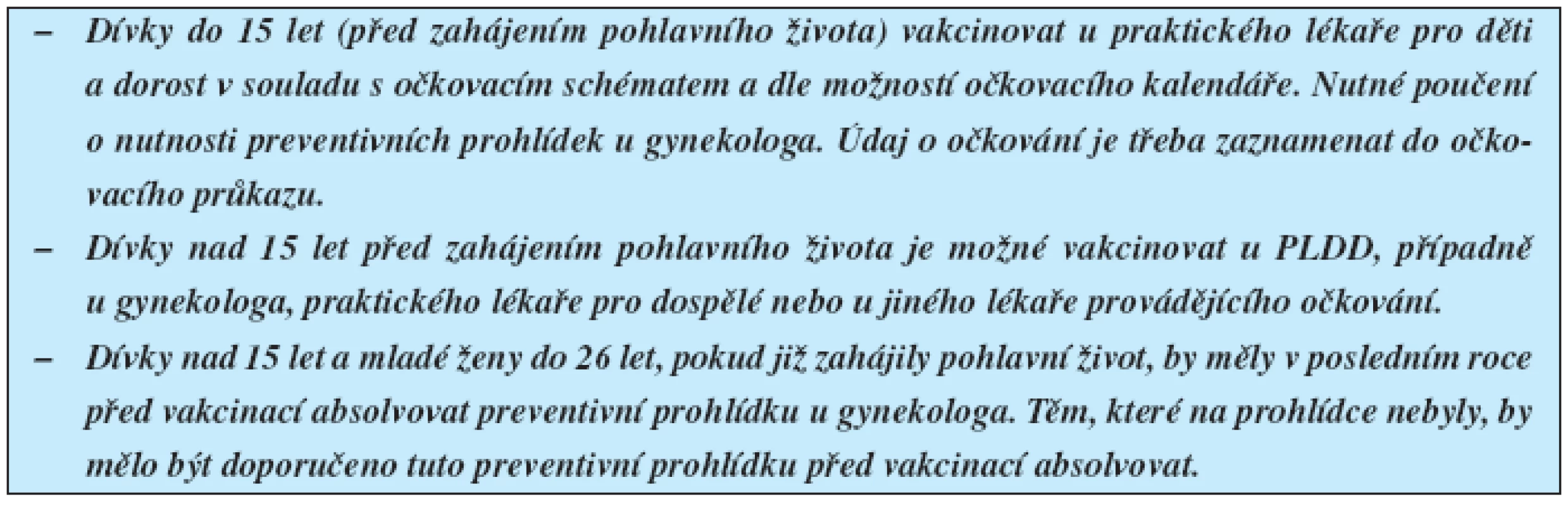 Doporučení výboru OSPDL k vakcinaci proti HPV