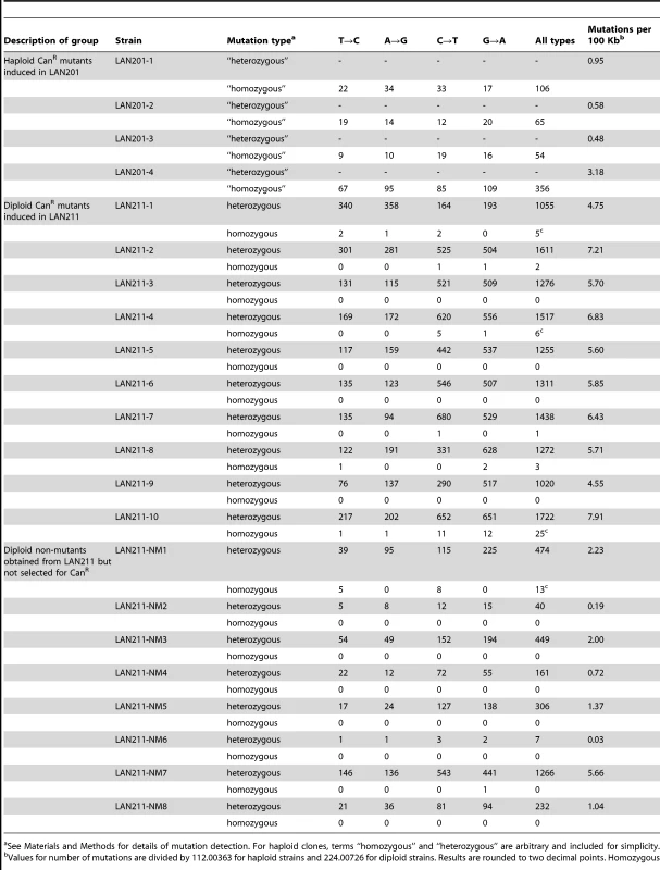 Summary of all detected mutations in HAP-treated clones.