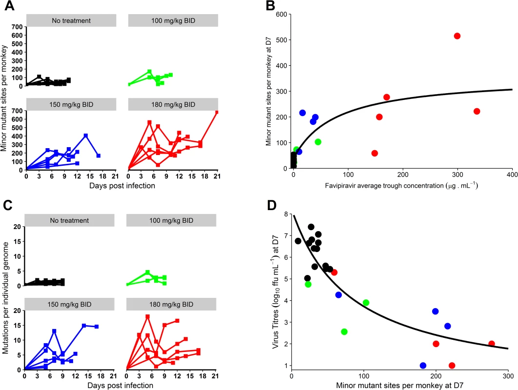 Genomic evolution of the virus according to the dosing group.