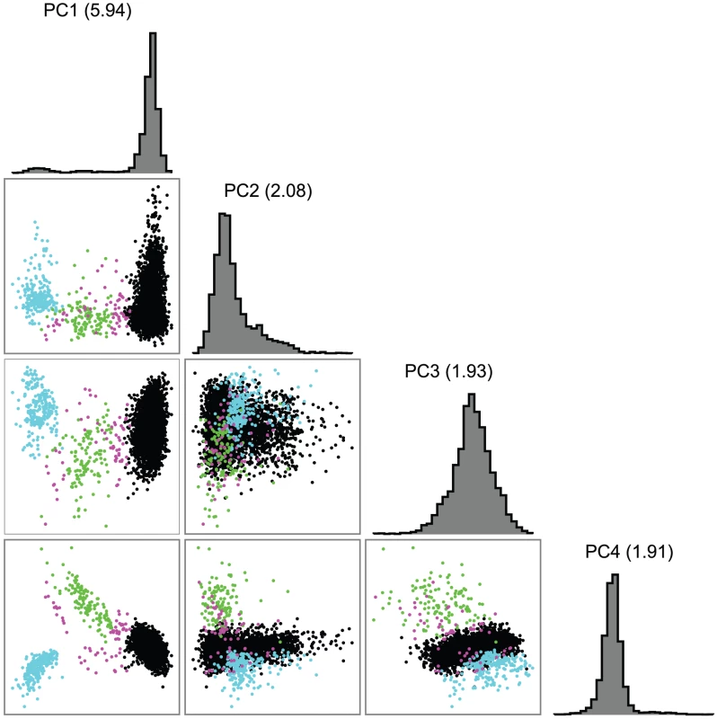 First four principal components (PCs) in the European-American sample alone.