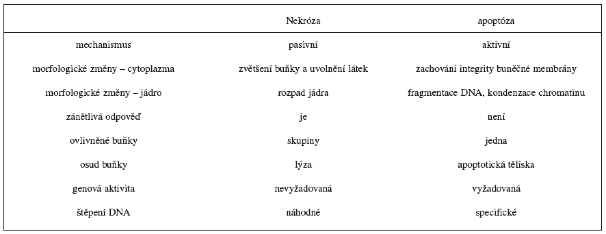 Charakterizace nekrotické a apoptotické smrti 4, 7, 9, 10)