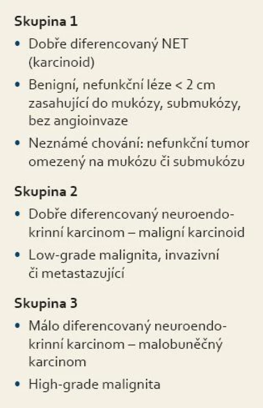 WHO klasifikace neuroendokrinních nádorů.
Tab. 1. WHO classification of neuroendocrine tumors.