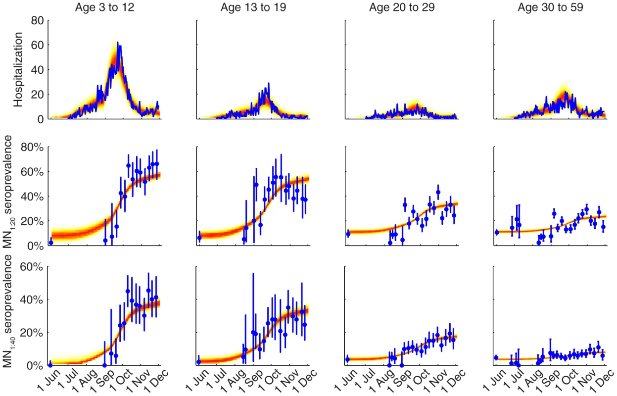 Comparison of the data and the fitted model.