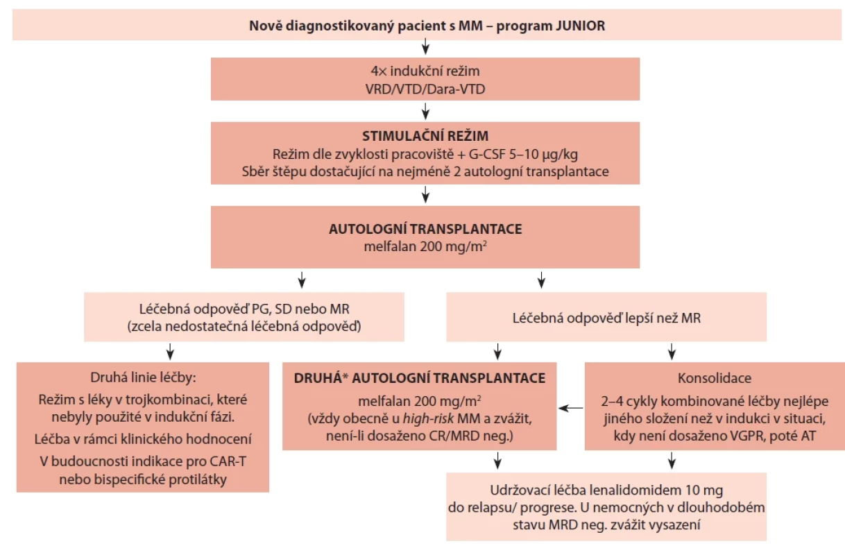 Léčba mnohočetného myelomu (MM) pro pacienty vhodné k autologní transplantaci – primoléčba.