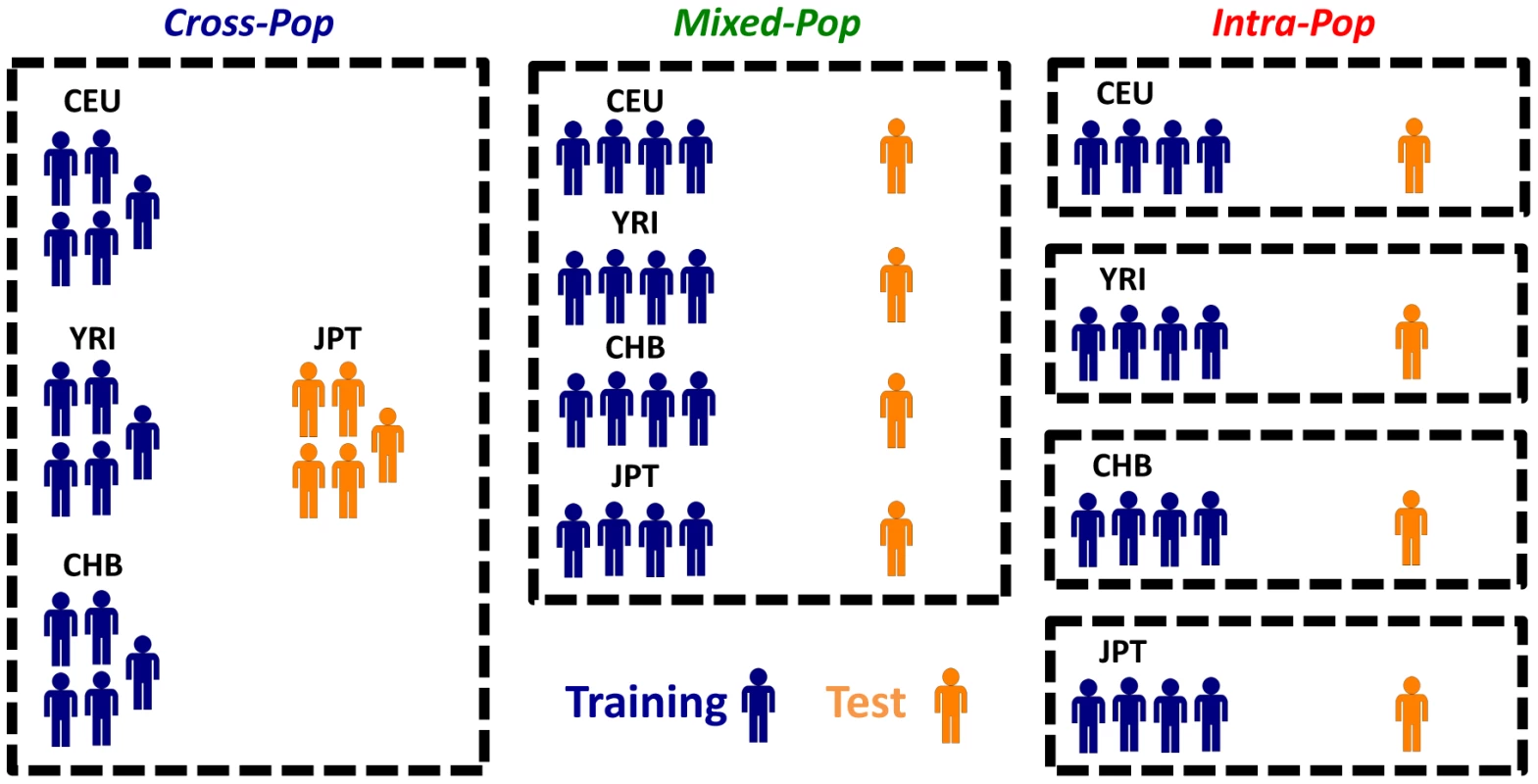 Different cross-validation schemes used throughout the paper.