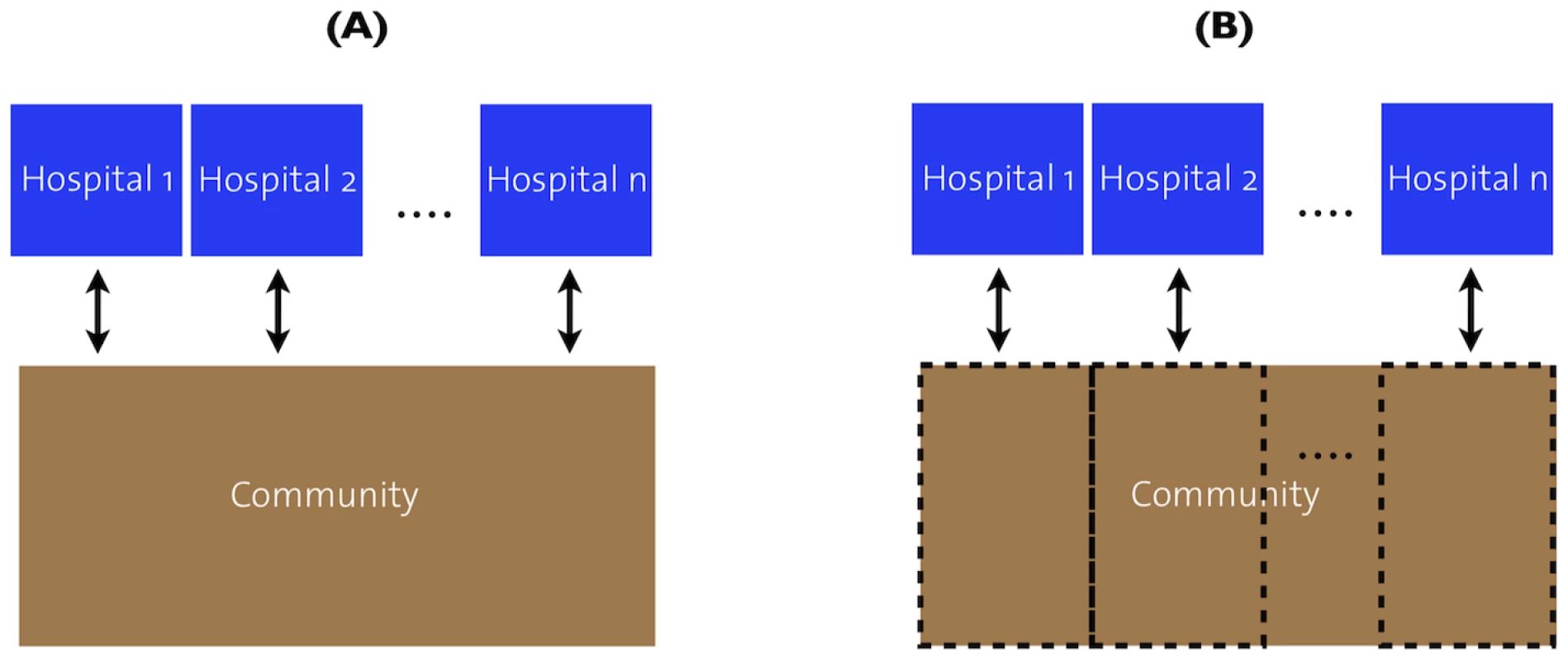Illustration of the panmictic and subdivided population structures.