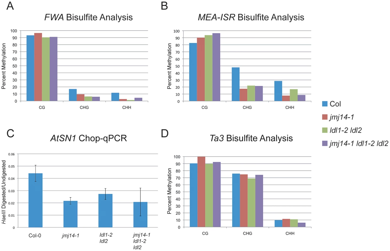 DNA methylation of RdDM targets in histone demethylase mutants.