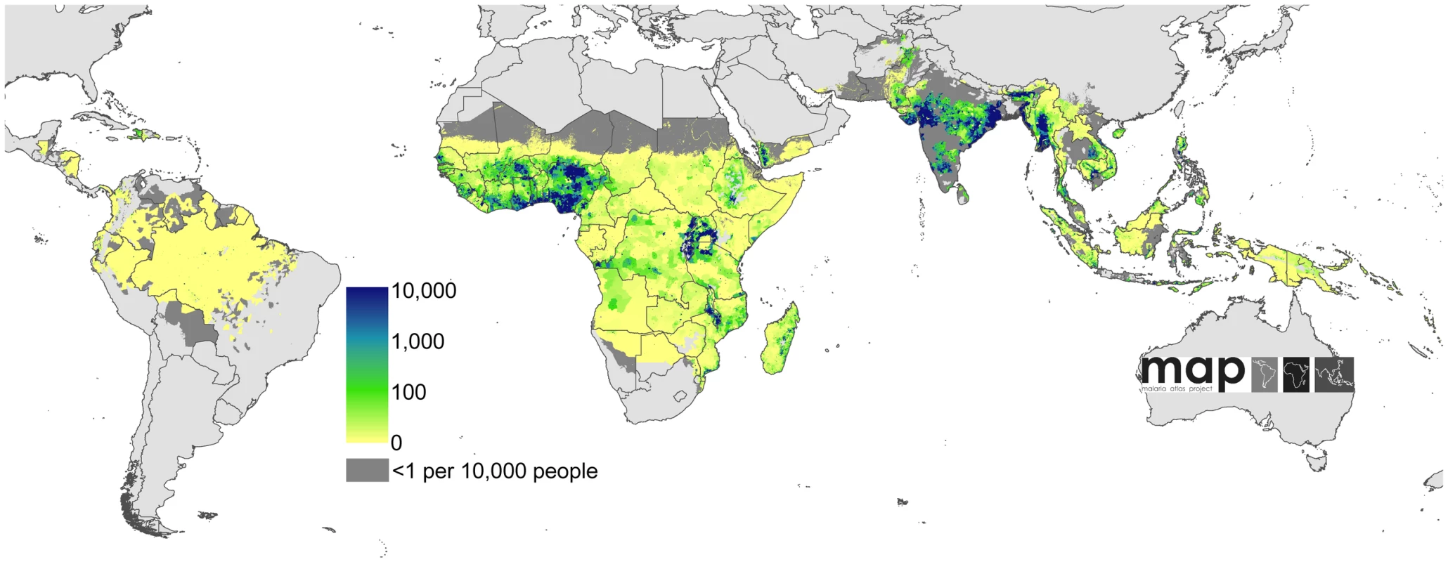 Global clinical burden of <i>P. falciparum</i> in 2007.