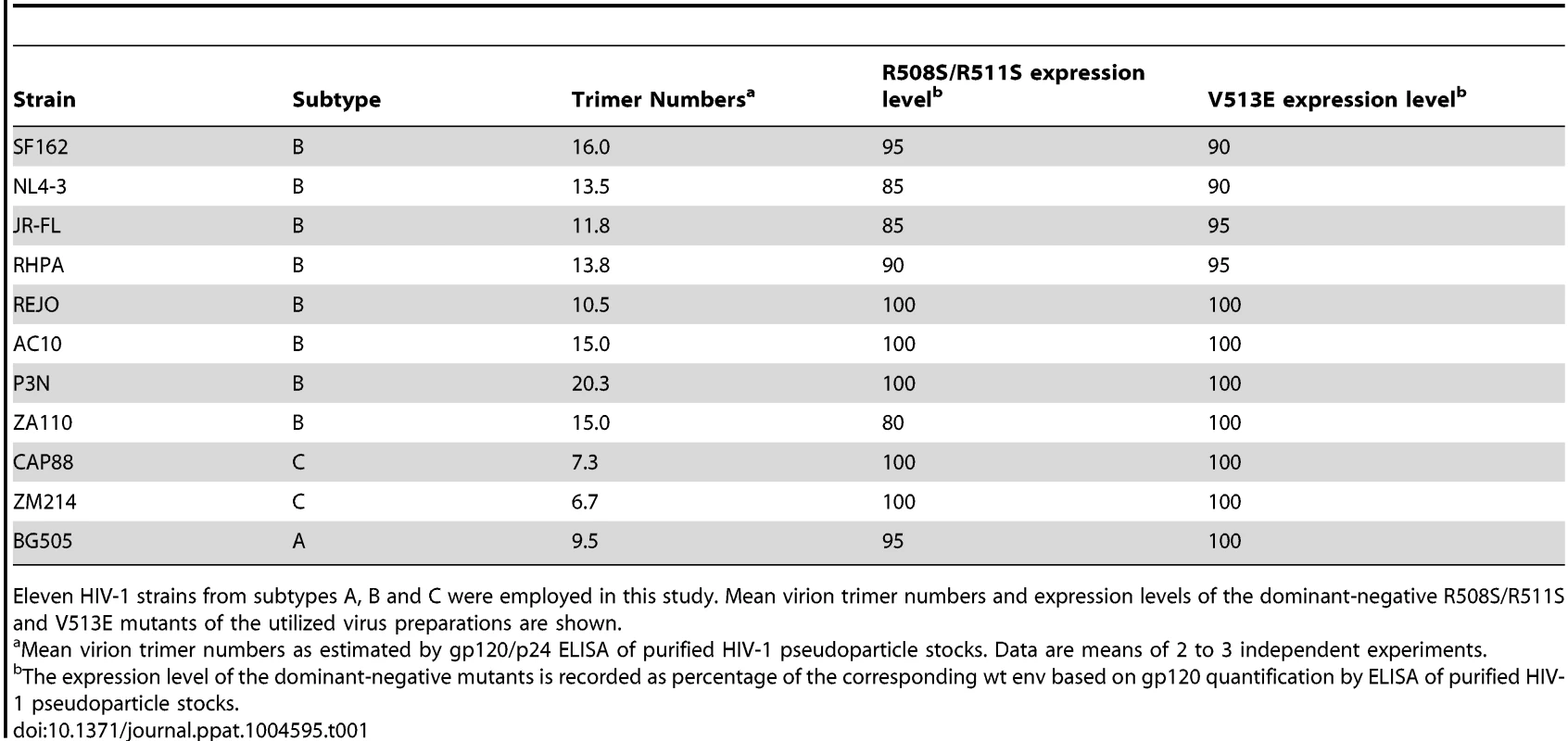 HIV-1 strains and mutants.