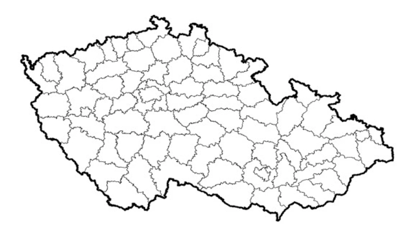 Chirurgická lůžková pracoviště v ČR 2009 – 157. Komplexní onkologická centra – 13.
Fig. 1. Surgical in-patient departments in the CR 2009 – 157. Complex oncological centres – 13.