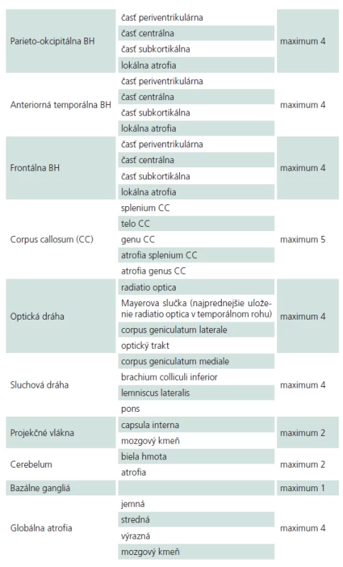 Loes skóre pri X-ALD (upravené podľa [29]).