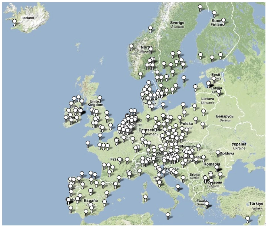 Locations of participating laboratories.