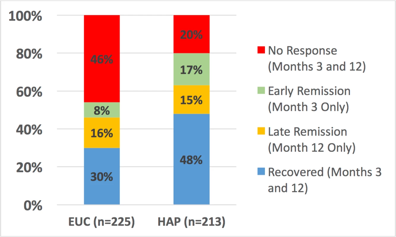 Clinical trajectories in cases with 3- and 12-month outcome data (n = 438).
