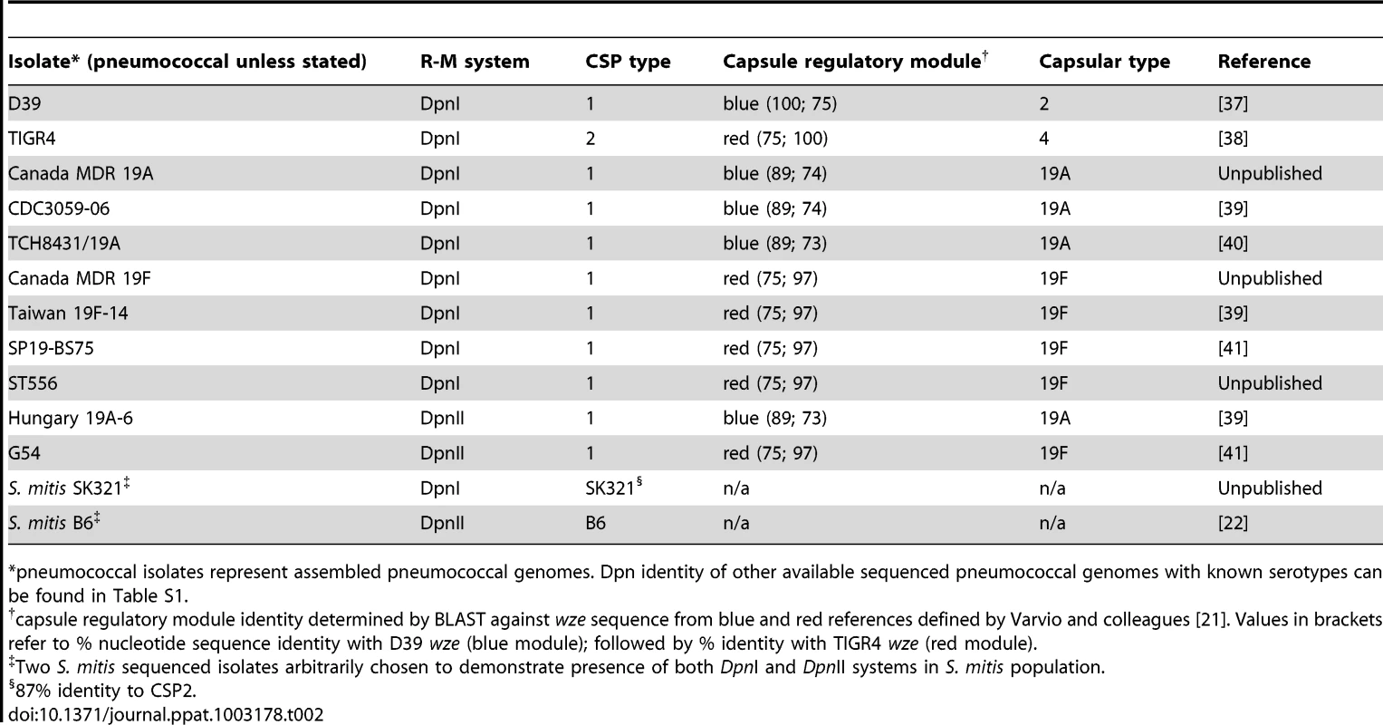 Presence of 19A and 19F serotypes in both DpnI and DpnII populations.