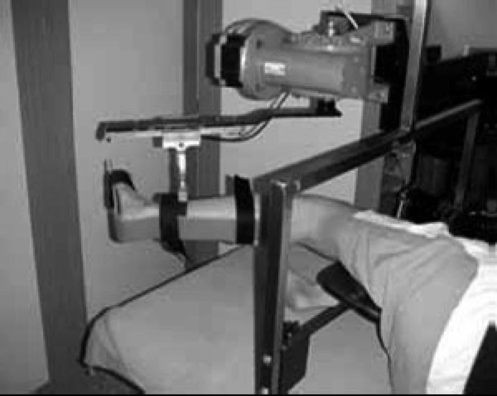 Fotografie probanda upnutého v bioreometru