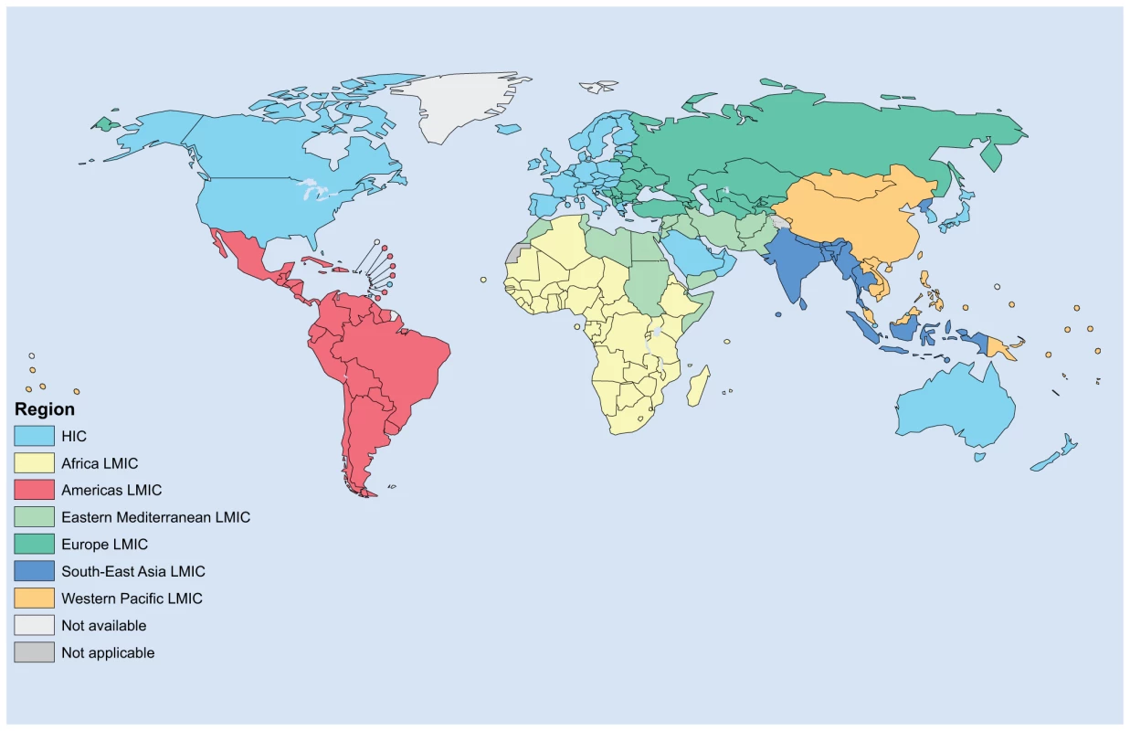 Geographical regions used in study.