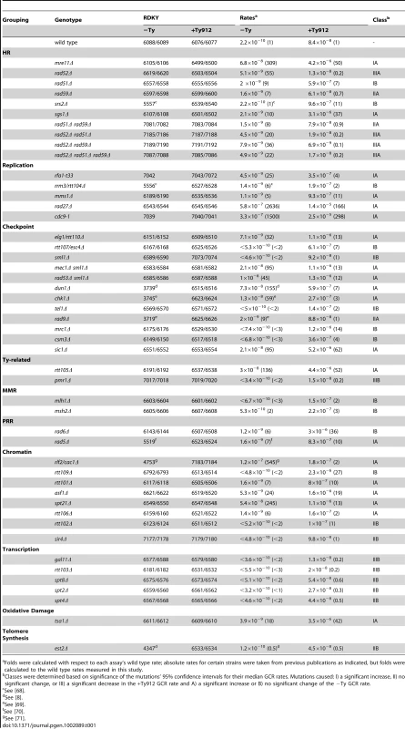 Wild-type and mutant GCR rates.
