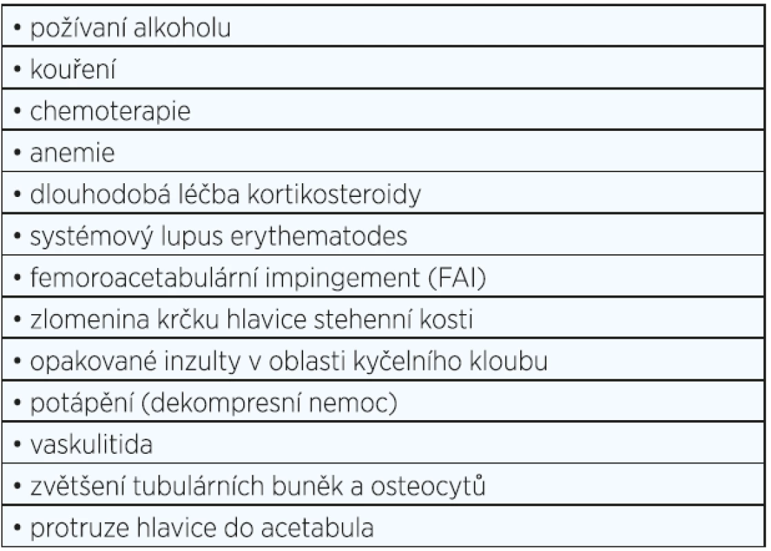 Rizikové faktory vzniku AVN hlavice femuru