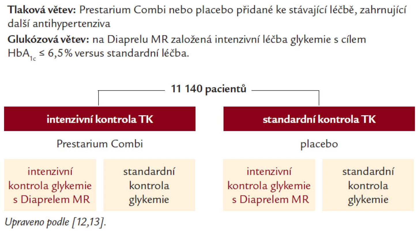 2 × 2 faktoriální randomizovaná studie (2 větve, 4 podskupiny).