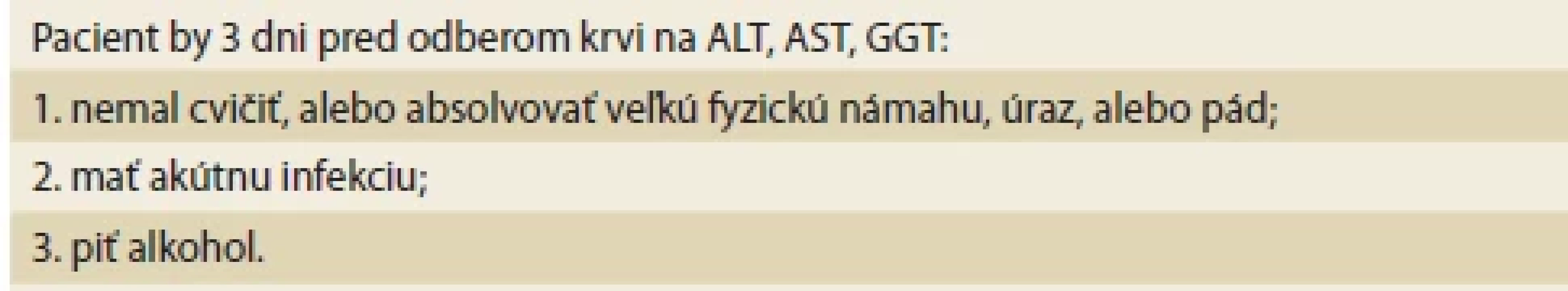 Opatrenia pred odberom na hepatálne testy.