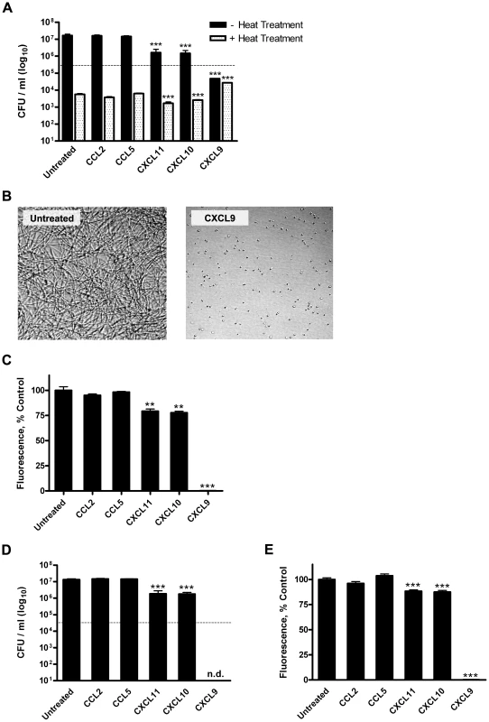 Direct chemokine-mediated antimicrobial effects against <i>B. anthracis</i> Sterne strain spores and bacilli.