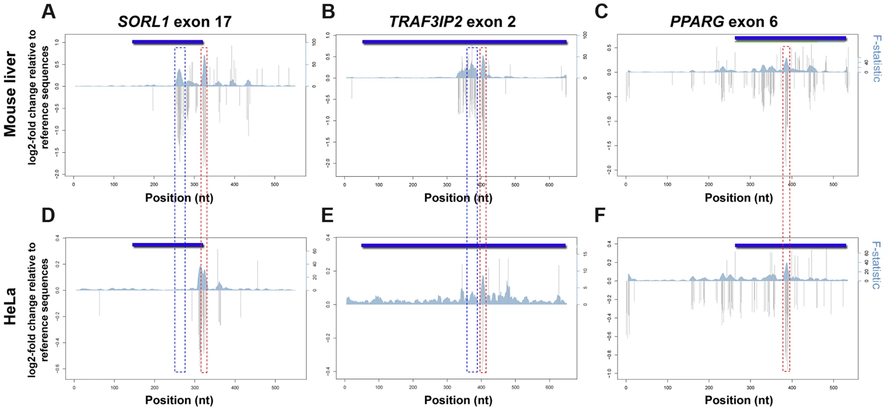 Regulatory profiles of eExons in mouse liver and HeLa cells.