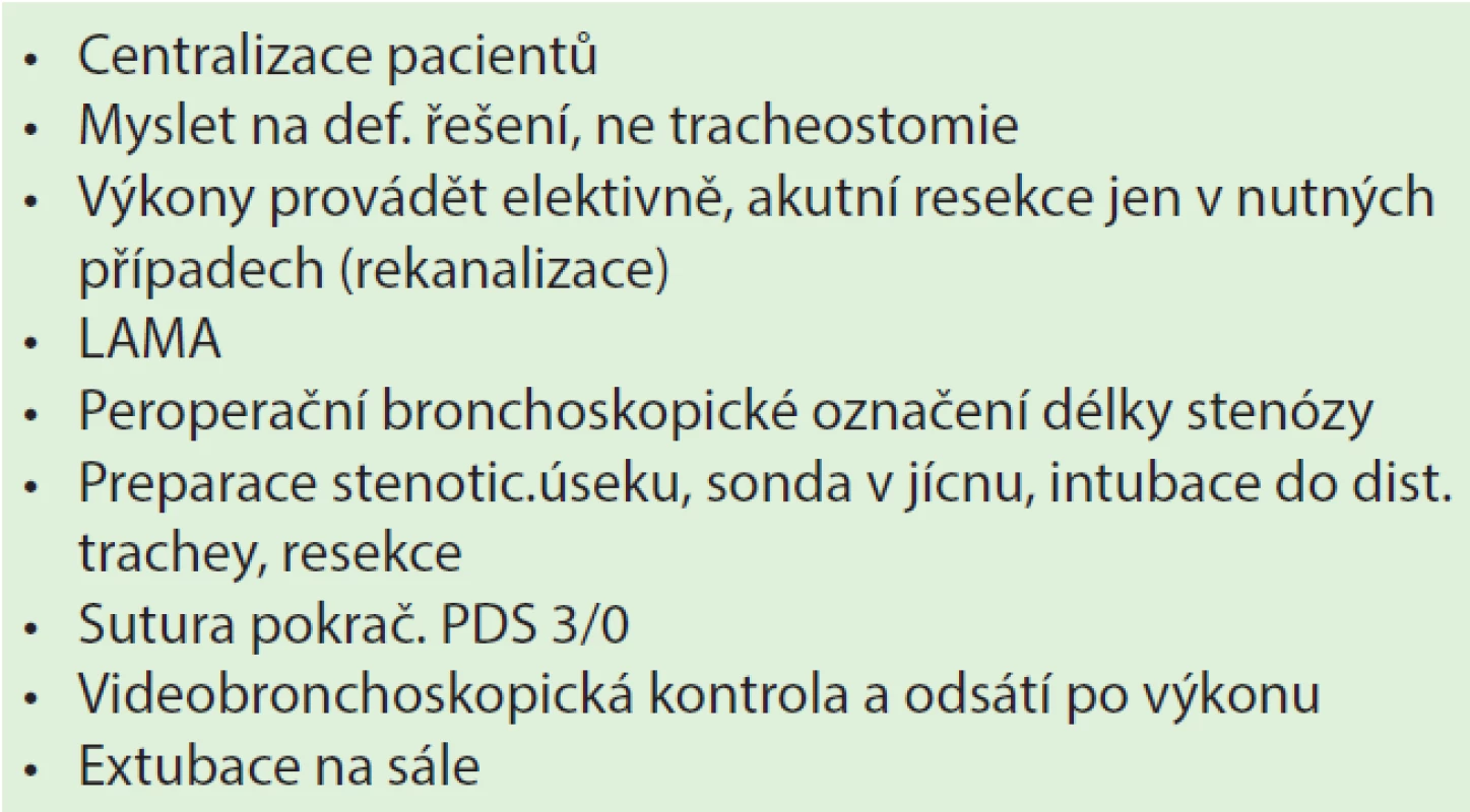 Taktika resekcí trachey
Tab. 5: Tactics of tracheal resection