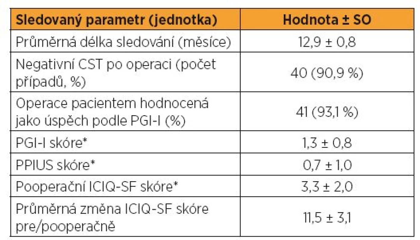 Objektivní a subjektivní parametry úspěšnosti operace v období jednoho roku po výkonu