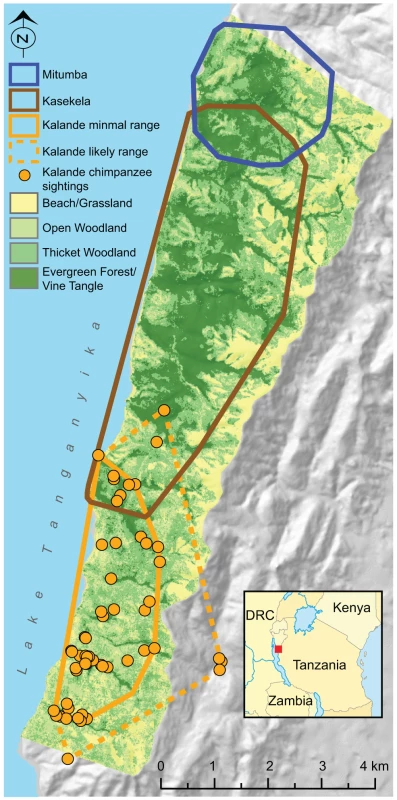 Map of Gombe National Park, Tanzania.
