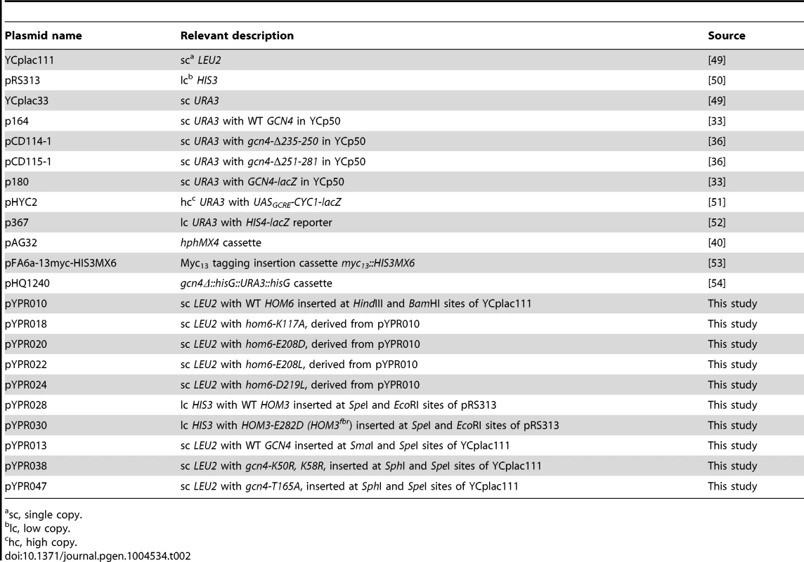 Plasmids used in this study.