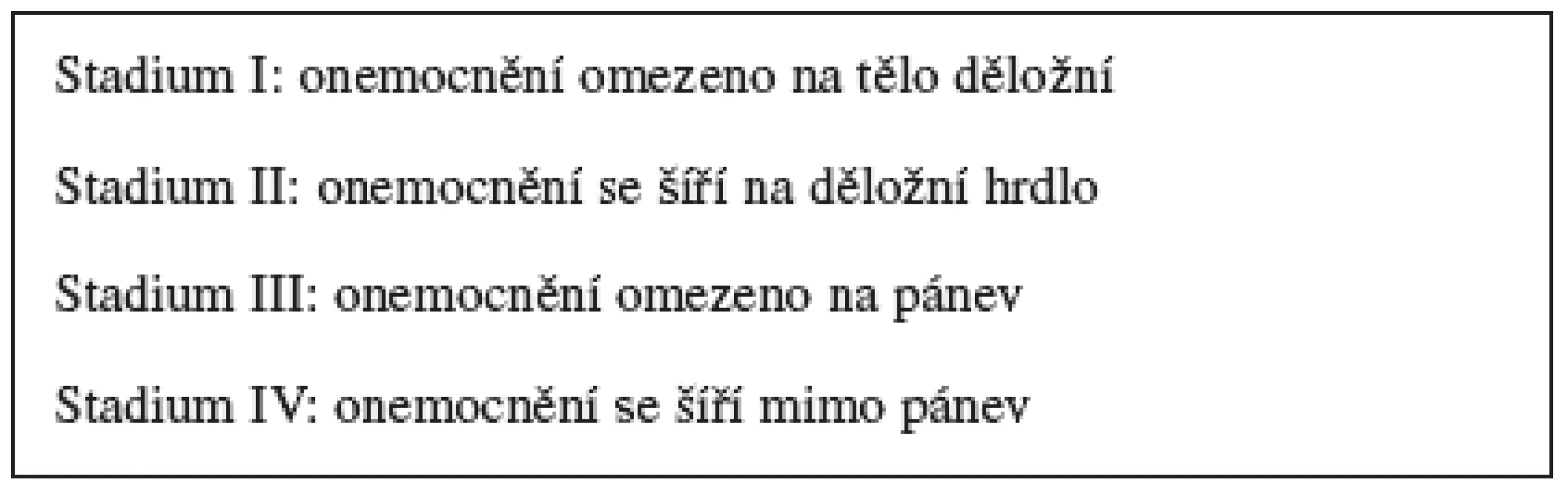 Staging sarkomů a smíšených nádorů děložního těla