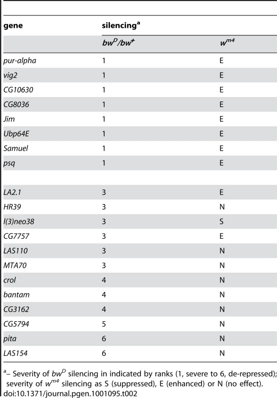Specificity of modifiers for heterochromatic rearrangements.