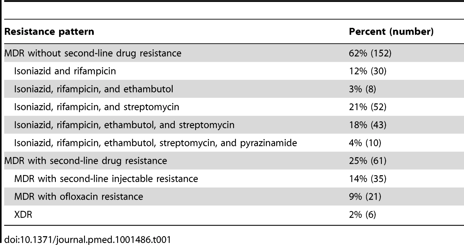 Common MDR patterns in North Korean sanatorium patients (<i>n</i> = 245).
