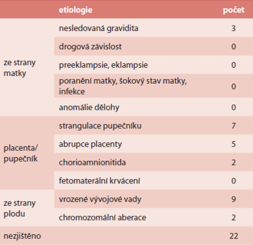 Možná etiologie fetus mortus (a výsledky našeho souboru)