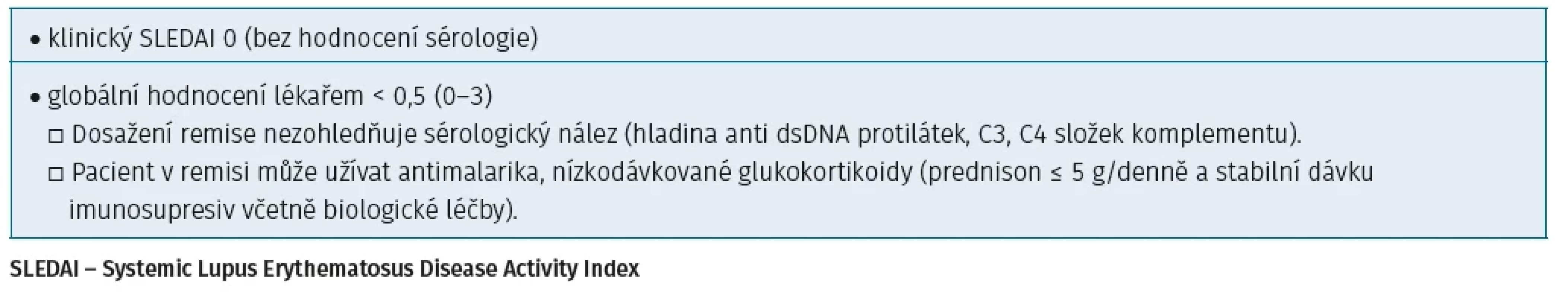 Definice remise SLE DORIS (Definition Of Remission In SLE)