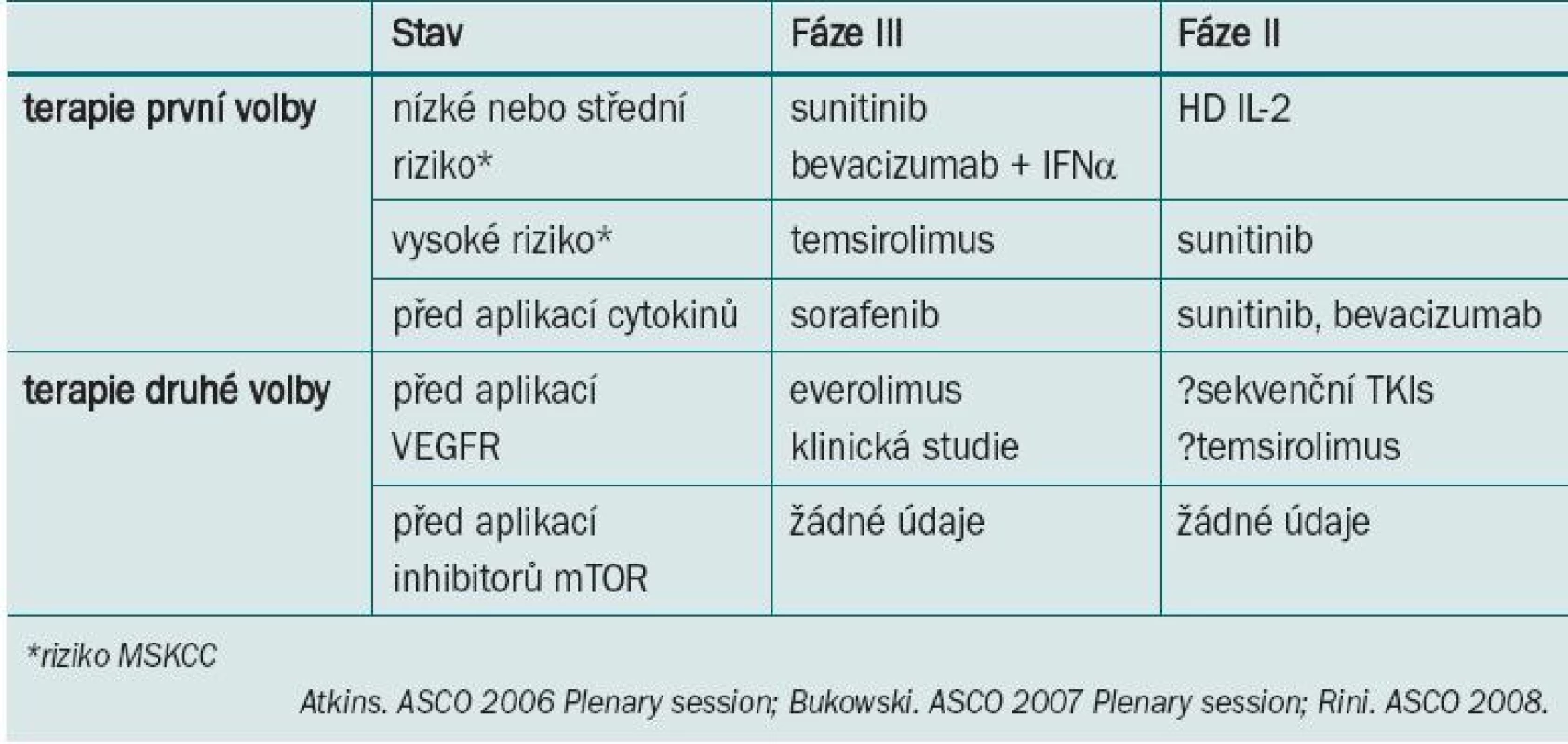 Nové standardy pro léčbu karcinomu ledviny z jasných buněk: doporučení.