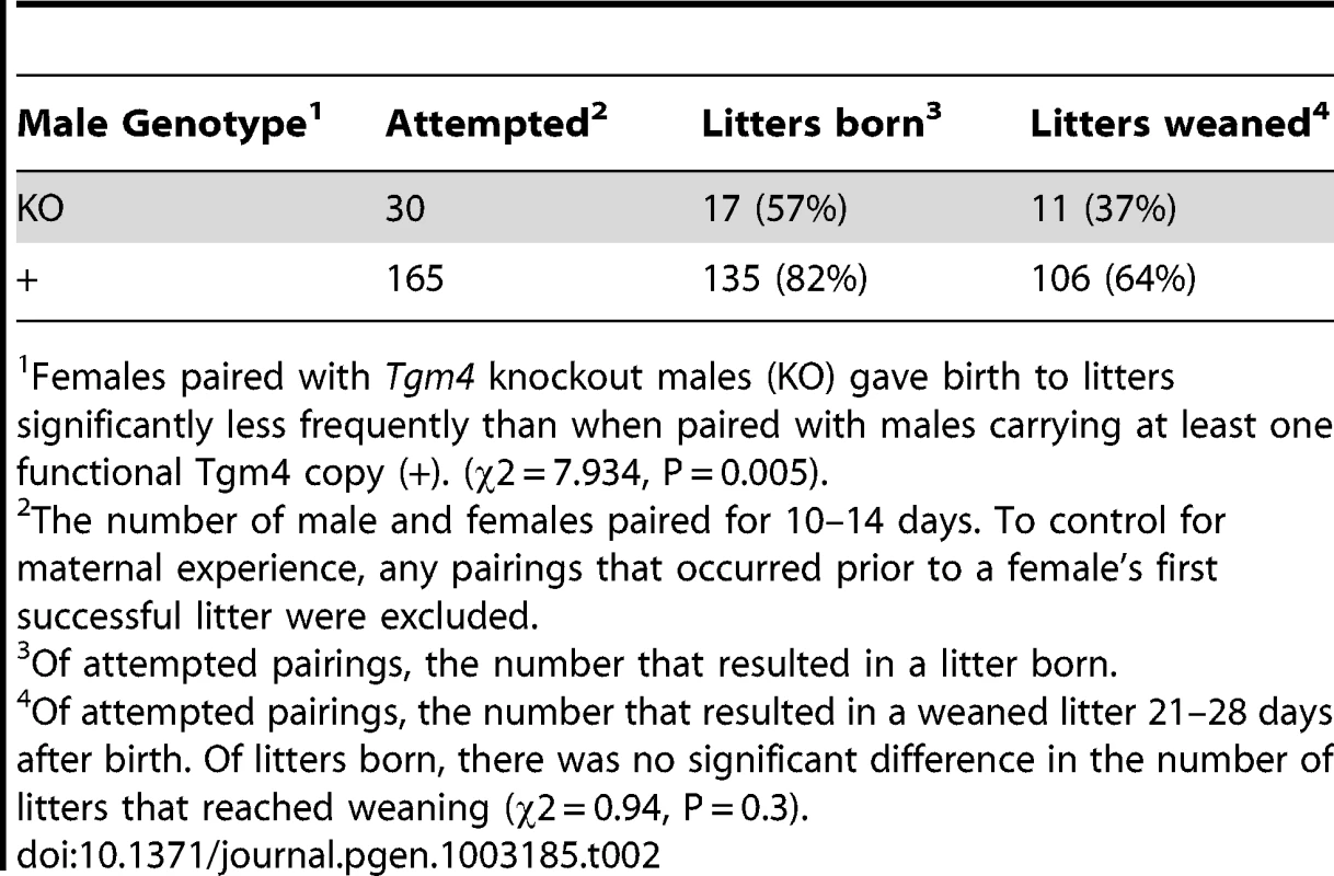 Results of pairing experimental males to homozygous wild type 6N females for 10–14 days.